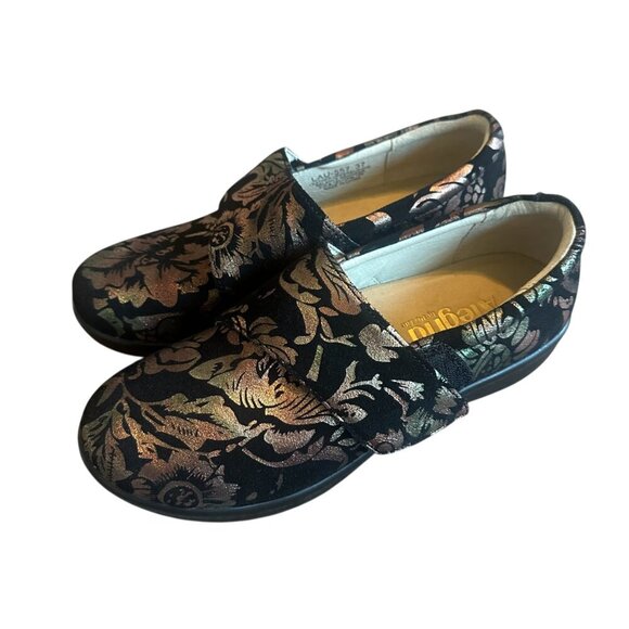 Alegria Women Lauryn Regal Gold Copper Floral Clog Shoes Nursing Size 37 6.5 - Picture 2 of 13